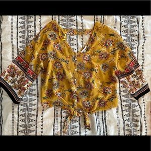 Yellow crop top shirt